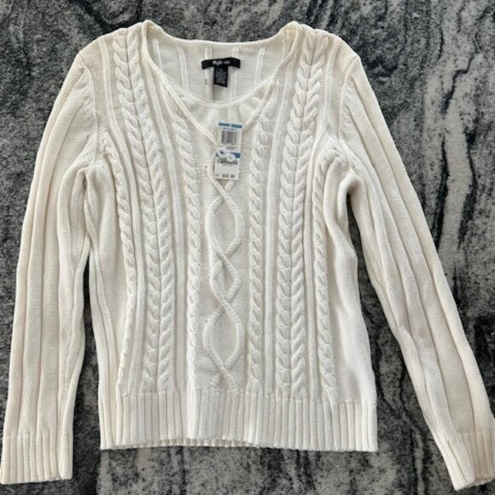Style & Co white cable knit sweater Women's XL